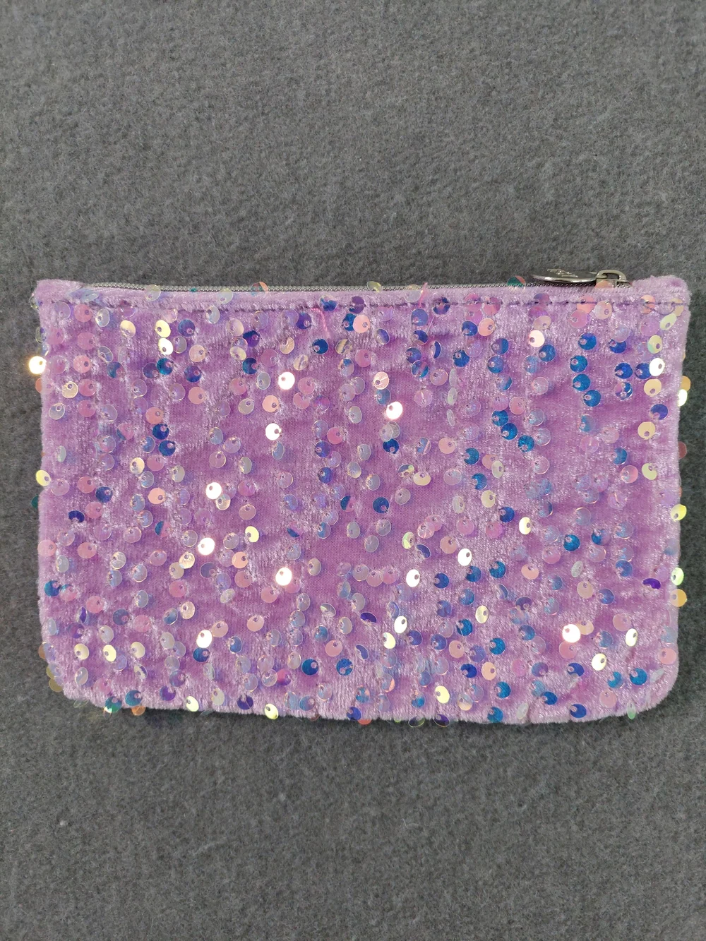Ipsy Iridescent Purple Sequin Velvet Glam Bag Makeup Cosmetic Pouch